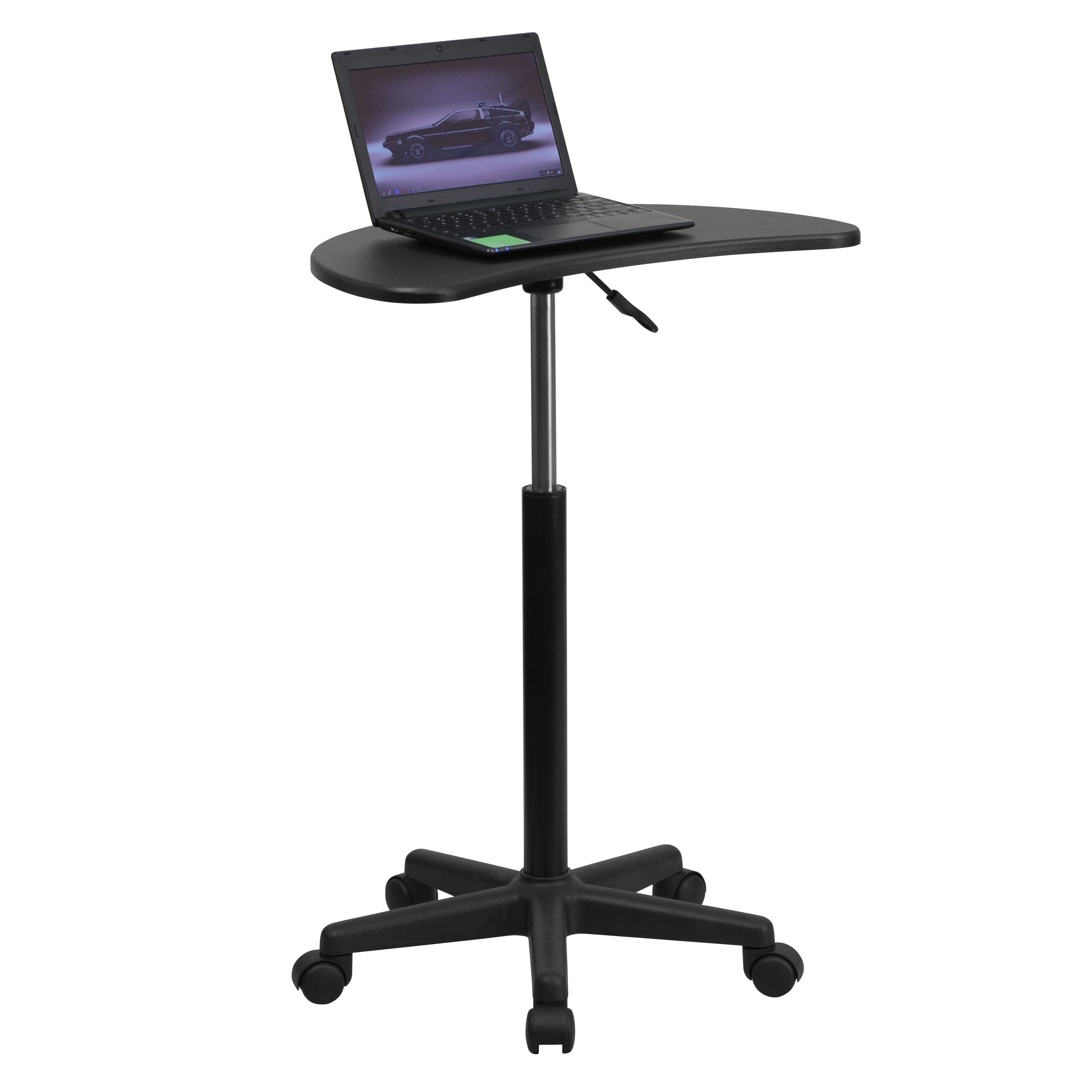 Emma + Oliver - Sit to Stand Mobile Laptop Computer Desk - Portable Rolling Standing Desk - Black