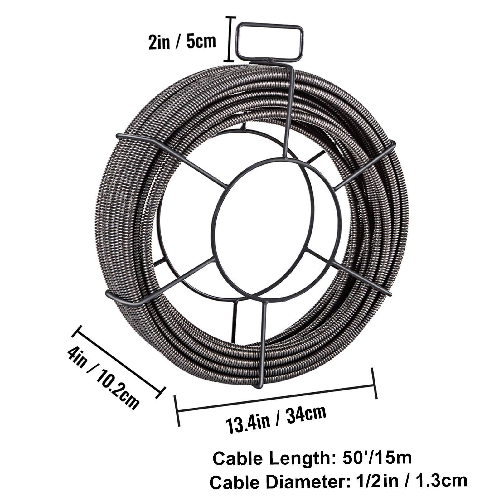 2in / 5cm  
4in / 10.2cm  
13.4in / 34cm  
Cable Length: 50'/15m  
Cable Diameter: 1/2in / 1.3cm