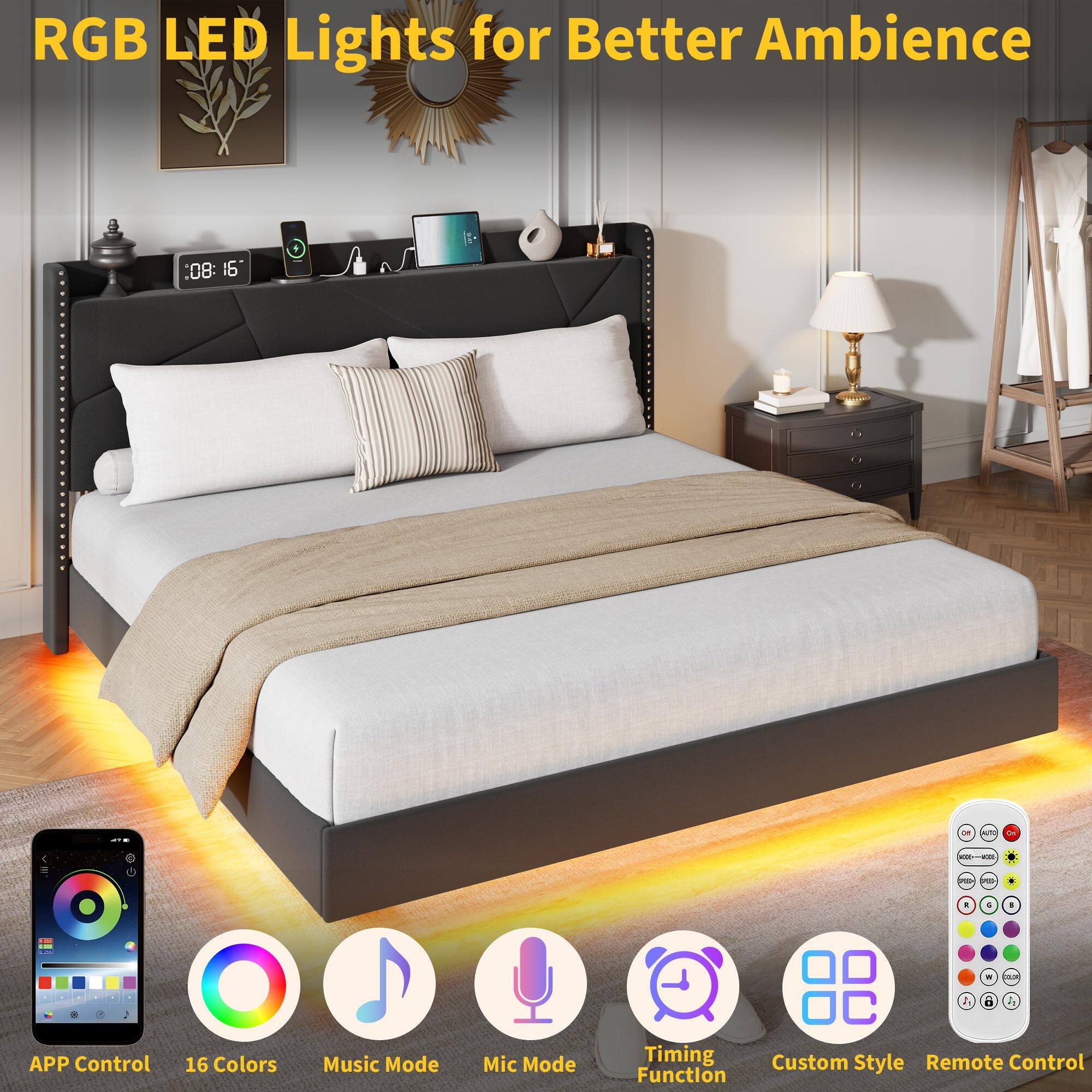 RGB LED Lights for Better Ambience

- APP Control
- 16 Colors
- Music Mode
- Mic Mode
- Timing Function
- Custom Style
- Remote Control