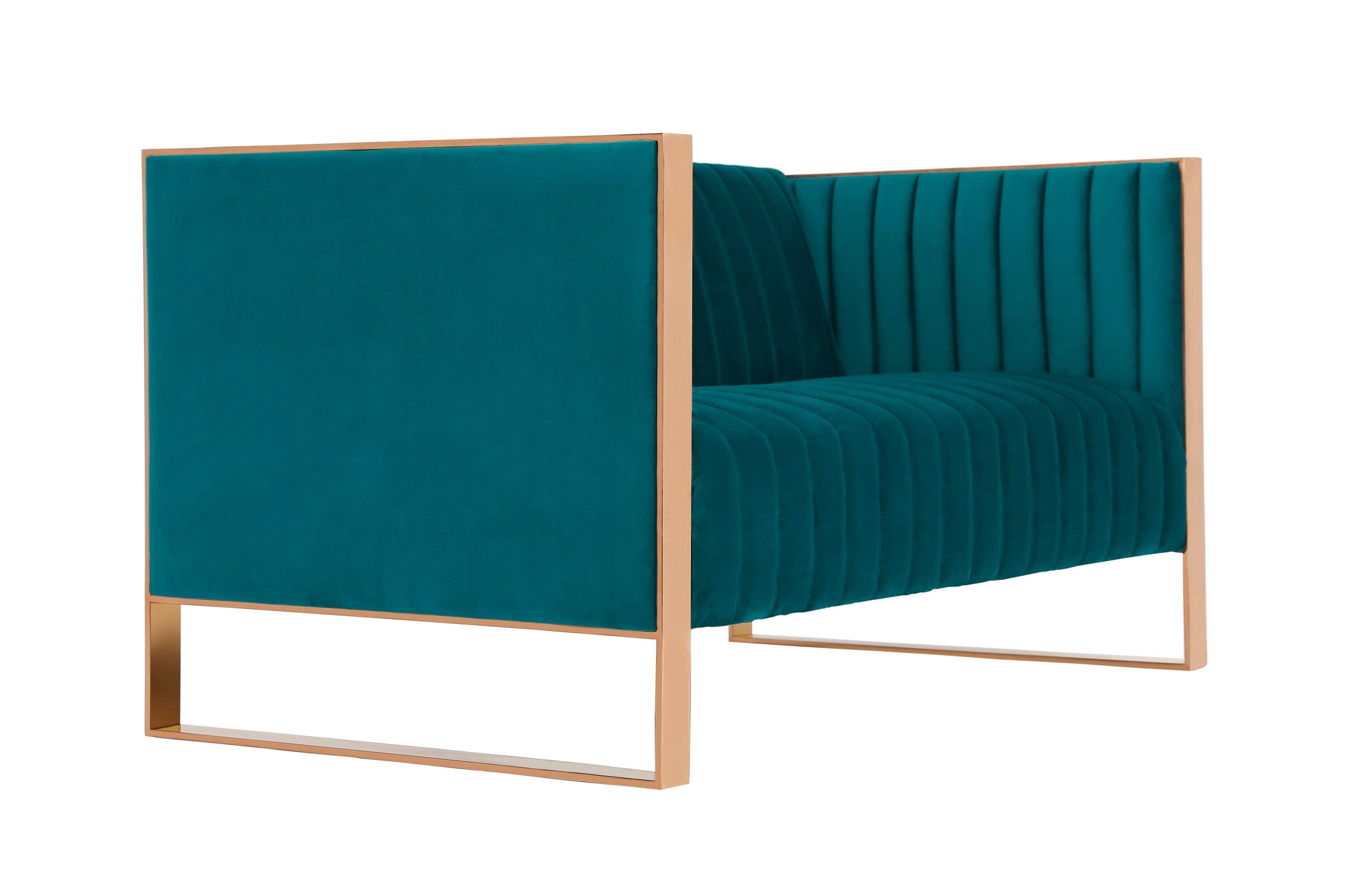 Back. Manhattan Comfort - Trillium Mid-Century Modern 57" Velvet Loveseat - Teal.