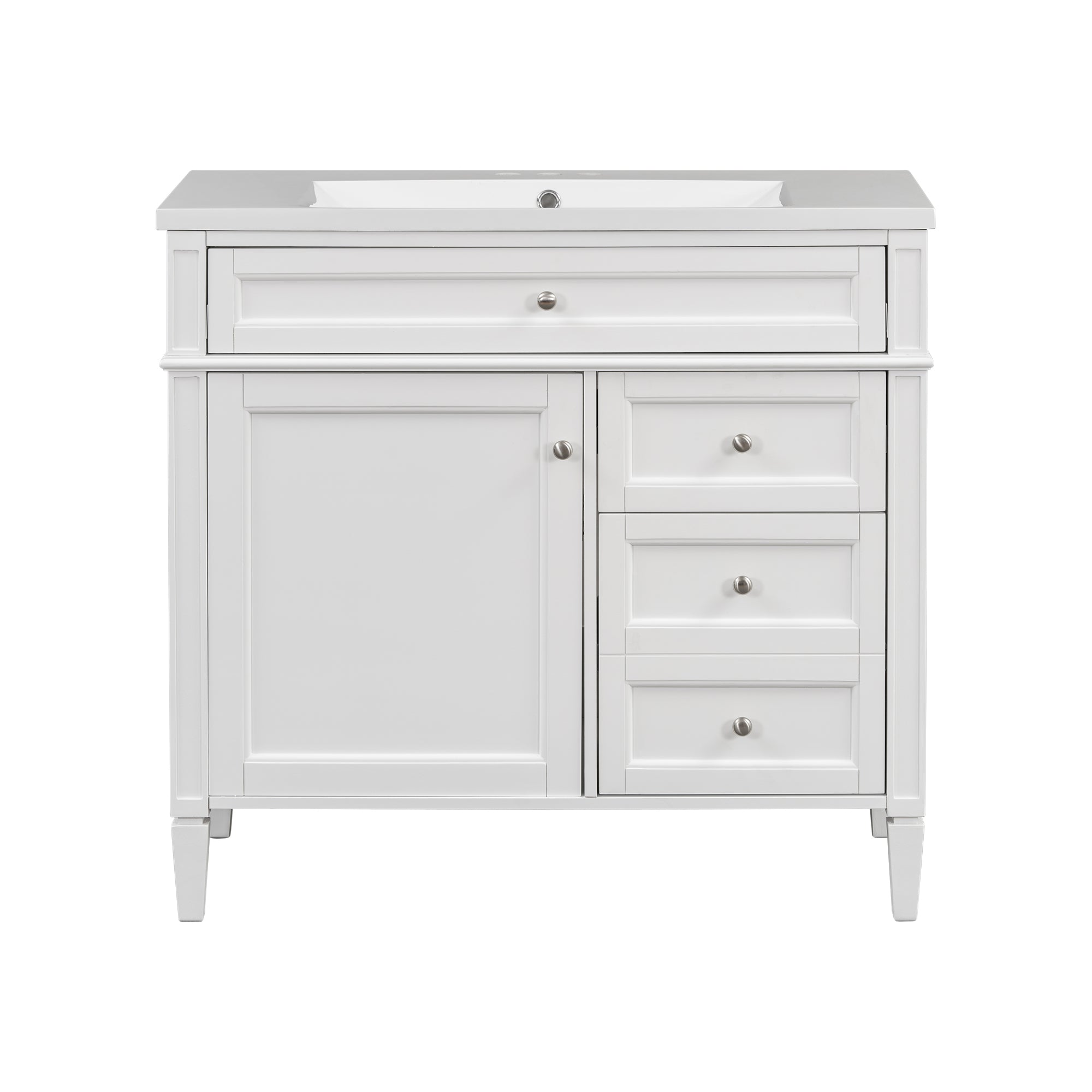 Alt View 7. Boyel Living - 36 Inch Bathroom Vanity Set with Mirror Cabinet Resin Sink 3 Drawers 2 Doors White - White.