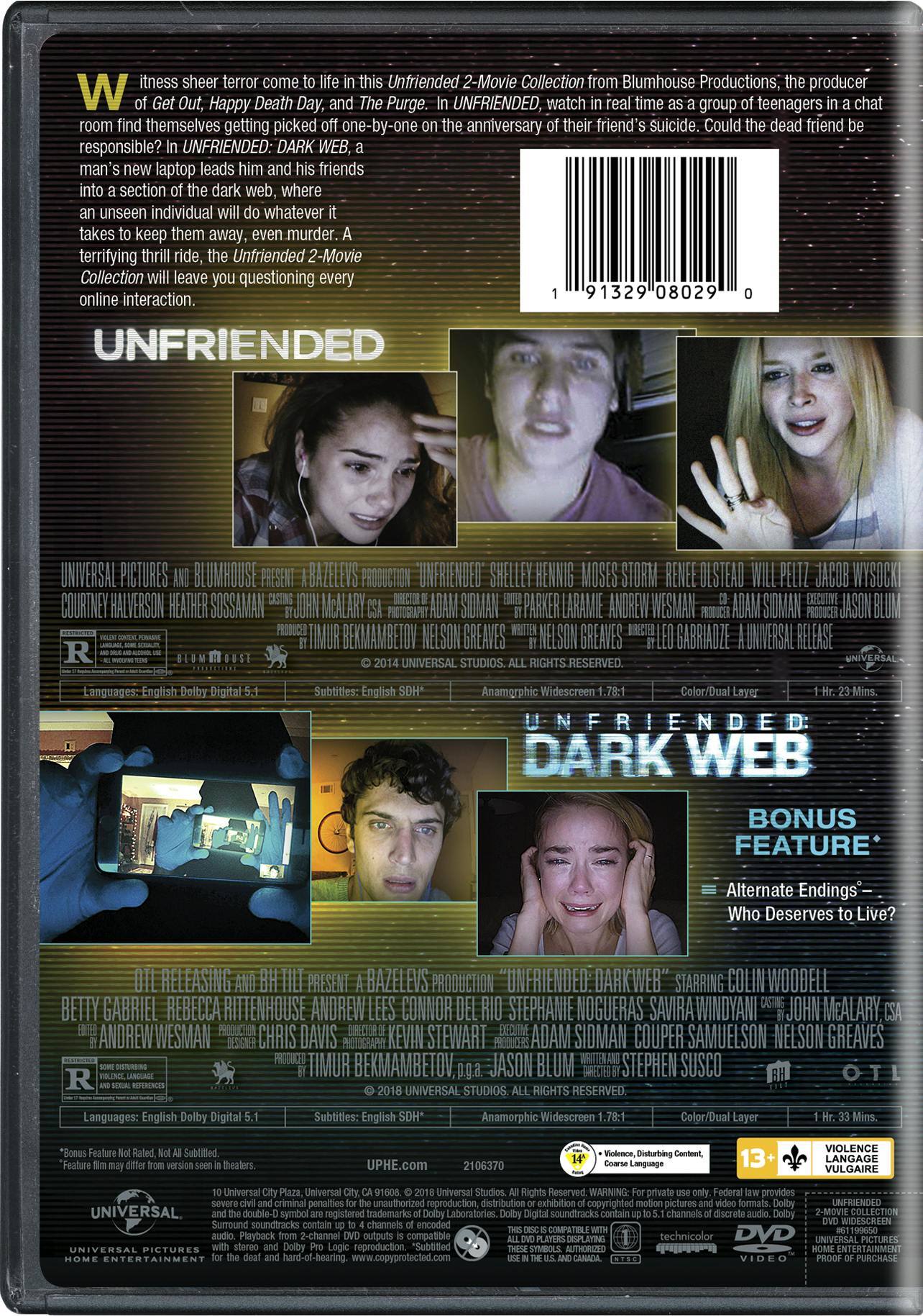 Back. Unfriended/Unfriended: Dark Web (DVD Double Feature) [DVD].