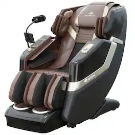 KoziSense - KZ-313 3D Heated Jade Stone Roller Massage Chair,Deep Zero Gravity,SL-Track,Heat,Backlit Touch Screen,Wireless Charger - Black and Brown