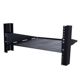RackSolutions - 2U 2Post Vented Cantilever Shelf 18in Depth - Efficient Storage and Cooling - Black