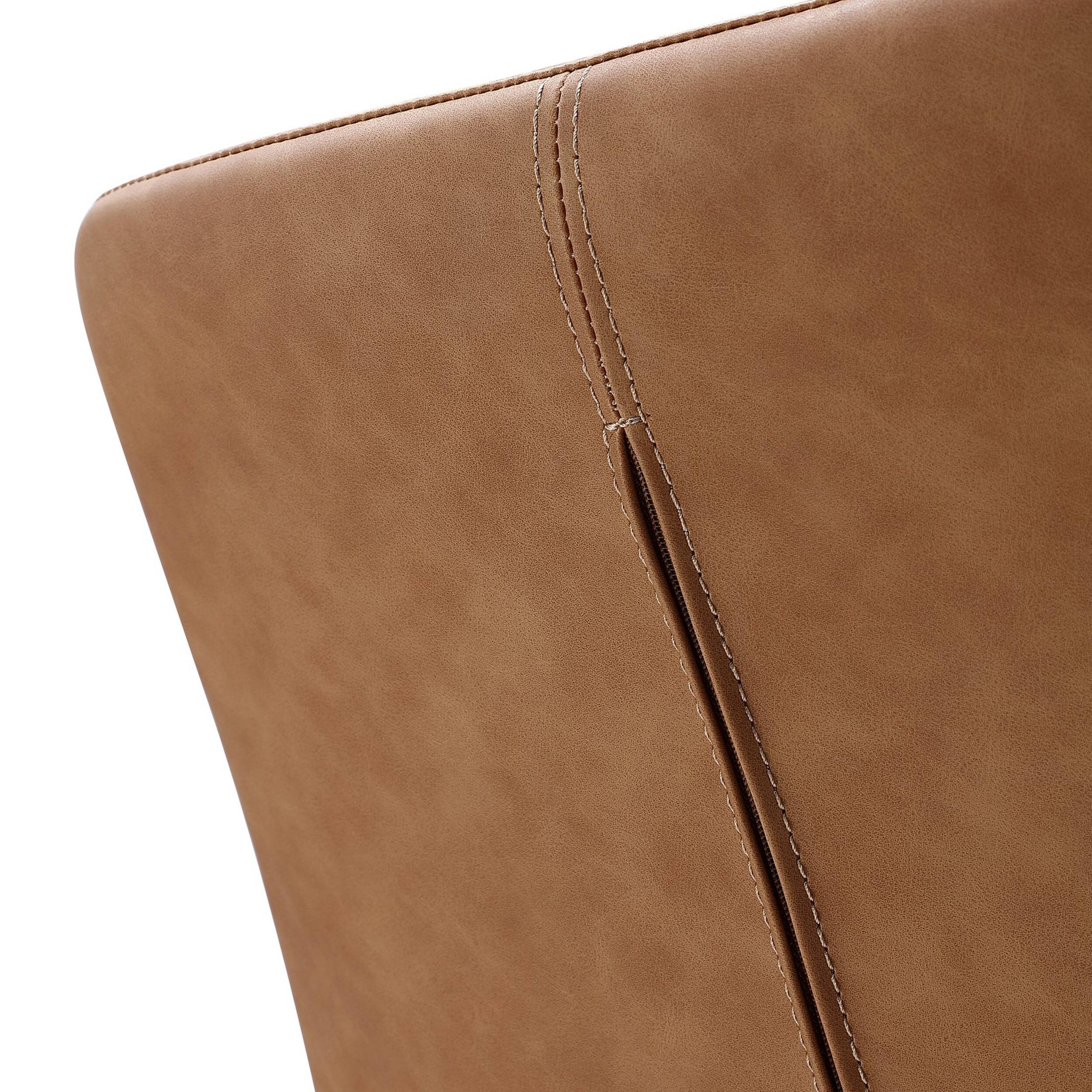 Back. Manhattan Lane - 21 Inch Set of 2 Dining Chairs,  Faux Leather, Angled  Steel Legs - Brown, Black.