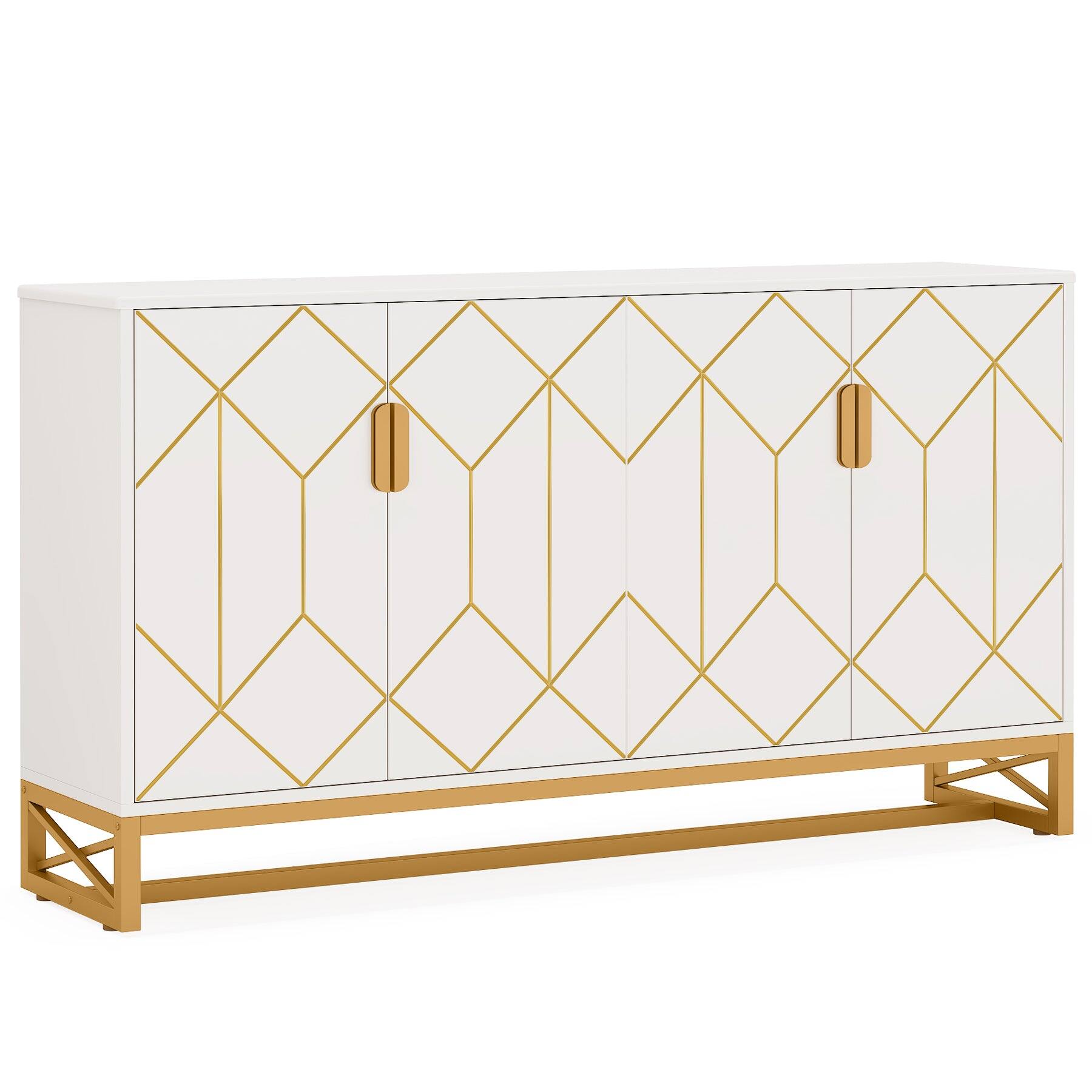 Alt View 4. Tribesigns - Office Breakroom Storage Cabinet, For Organizing Items in Staff Breakrooms and Reception Areas - White.