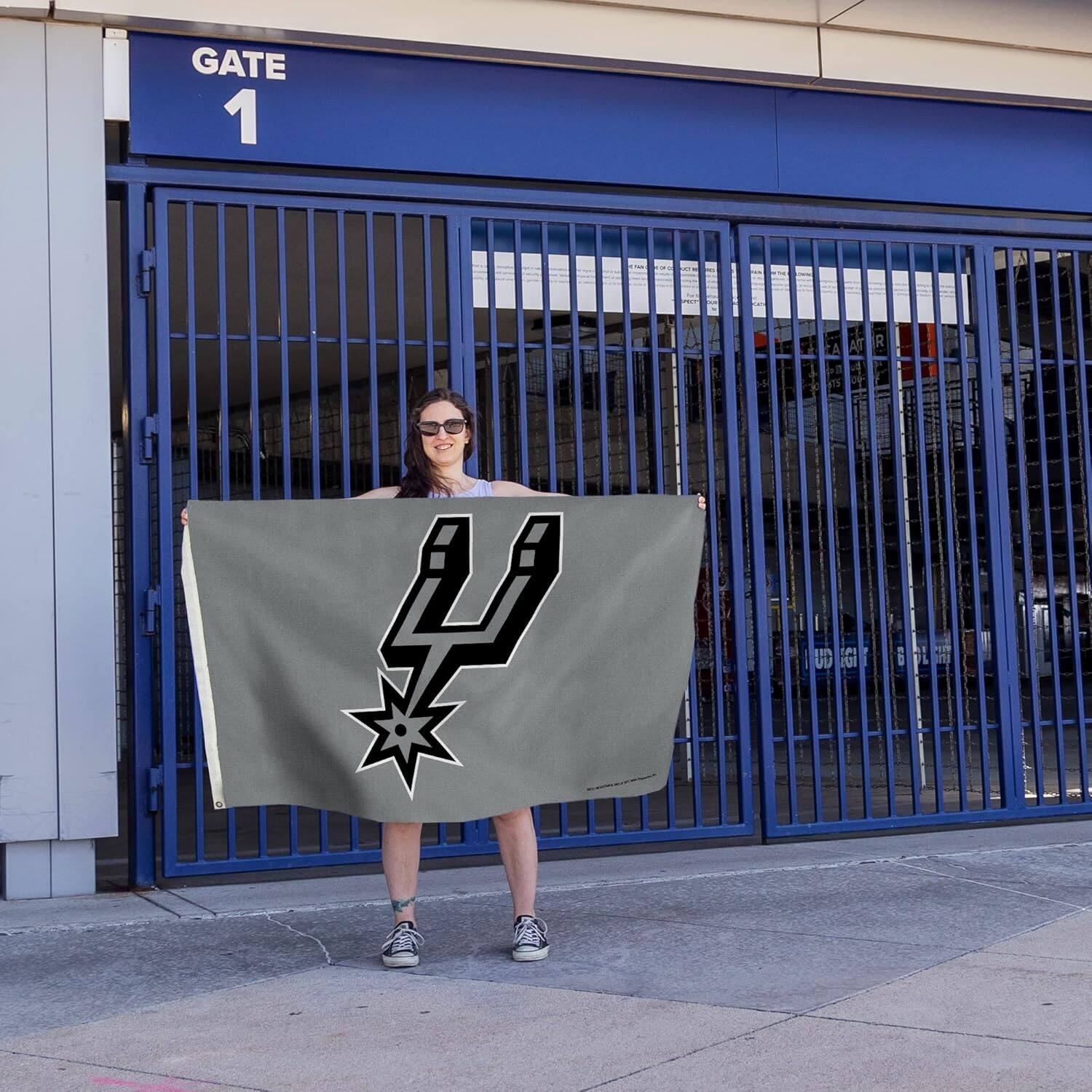 Alt View 2. Rico Industries - San Antonio Spurs Basketball 3X5 Indoor or Outdoor Banner Flag with grommets - Multi.