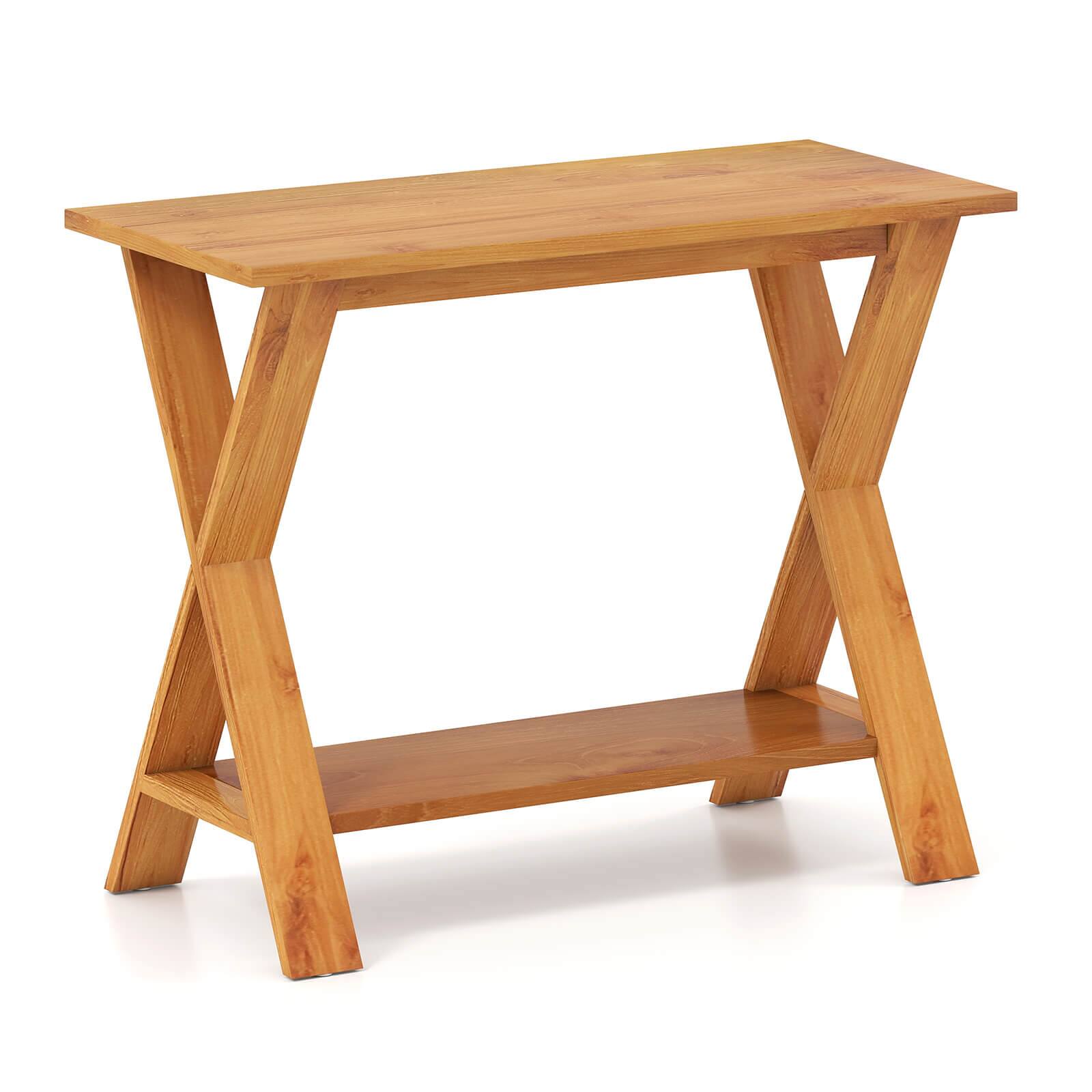 Alt View 9. Costway - Costway 35.5-Inch Long Entryway Table with Storage Shelf Solid Teak Wood Console Table - Teak Wood.