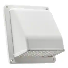 Lambro - 6" Plastic Wall Exhaust or Air Intake Vent with Hinged Screen, Removable Damper, 1.25" Collar, Model 3510