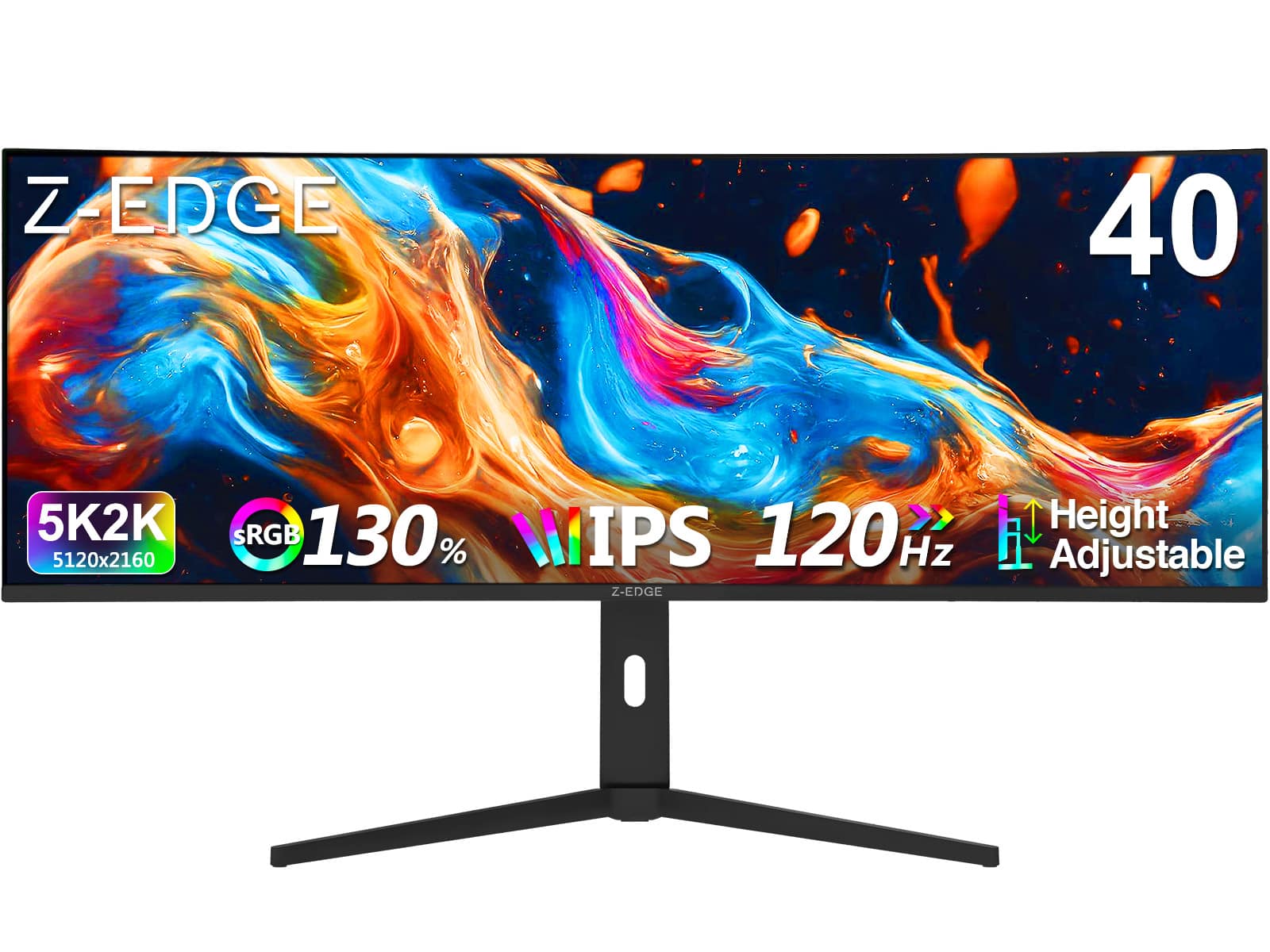 Z Z-Edge - UG40 40" 5K 5120x2160 Ultra Wide 120Hz 1ms IPS Curved Gaming Monitor, Adjustable Base, HDMI x2, DP x2, Built in Speakers - Black