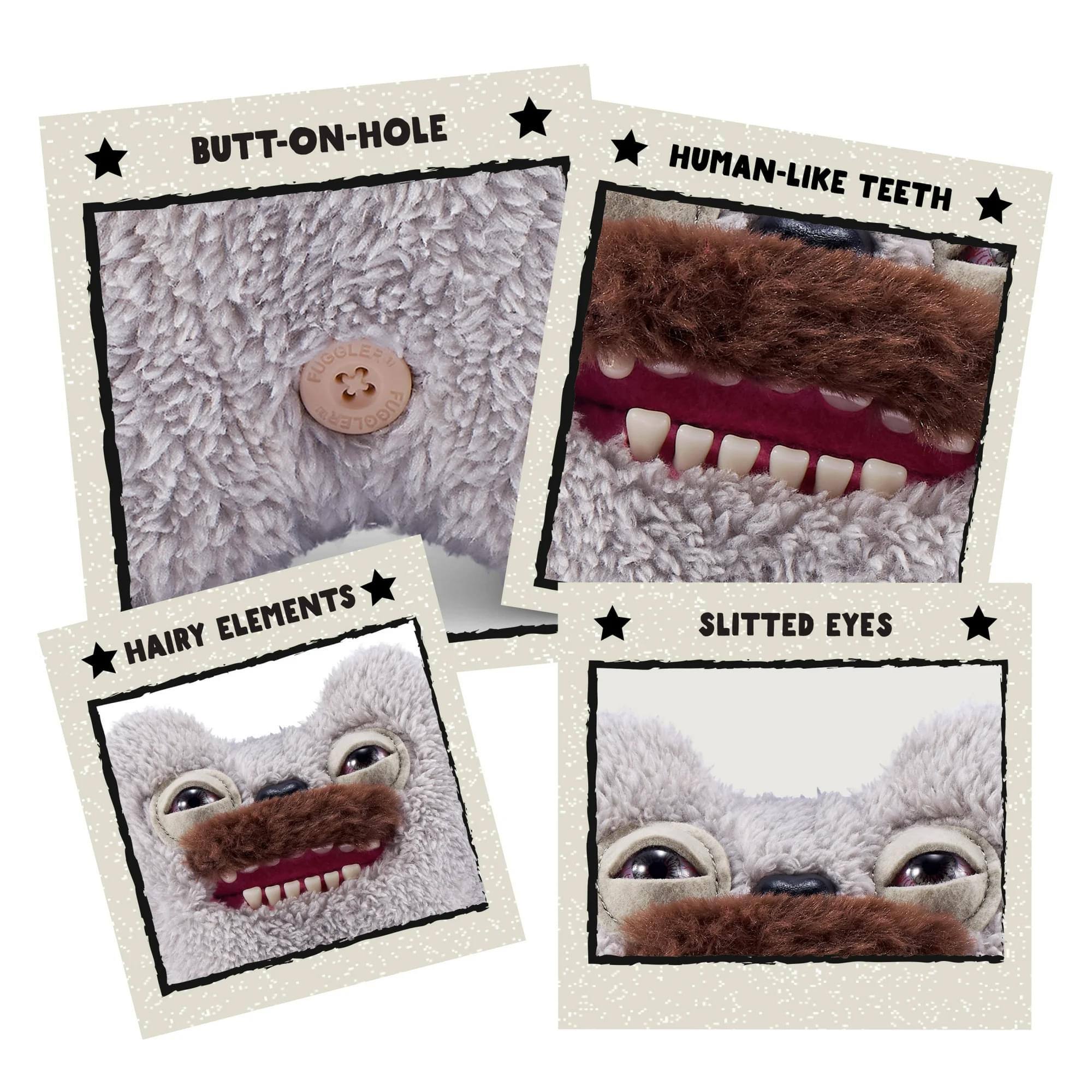 - Butt-on-hole
- Human-like teeth
- Hairy elements
- Slitted eyes