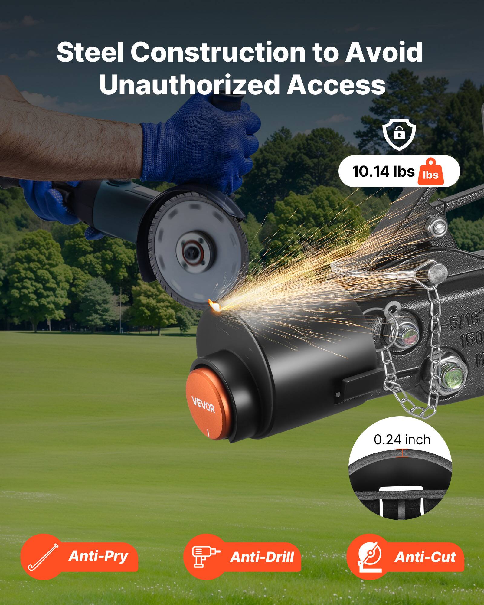 Steel Construction to Avoid Unauthorized Access

- 10.14 lbs
- 5/16
- 150
- 0.24 inch
- Anti-Pry
- Anti-Drill
- Anti-Cut