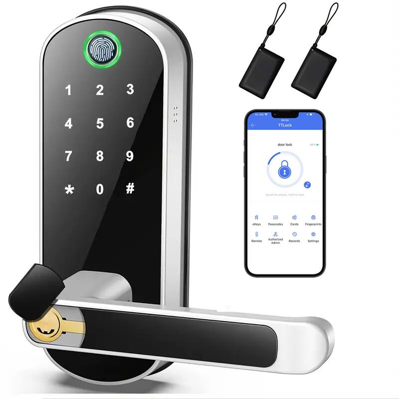 1 2 3  
4 5 6  
7 8 9  
* 0 #  

TTLock  
door lock  

eKeys  
Passcodes  
Cards  
Fingerprints  
Remote  
Authorized  
Records  
Settings  

touch to unlock, hold to lock
