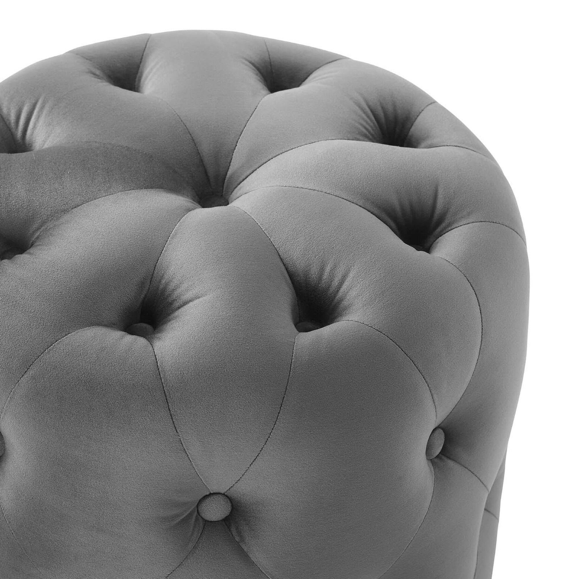 Alt View 2. Modway - Amour Tufted Button Round Performance Velvet Ottoman by Modway - EEI-3778-GRY.