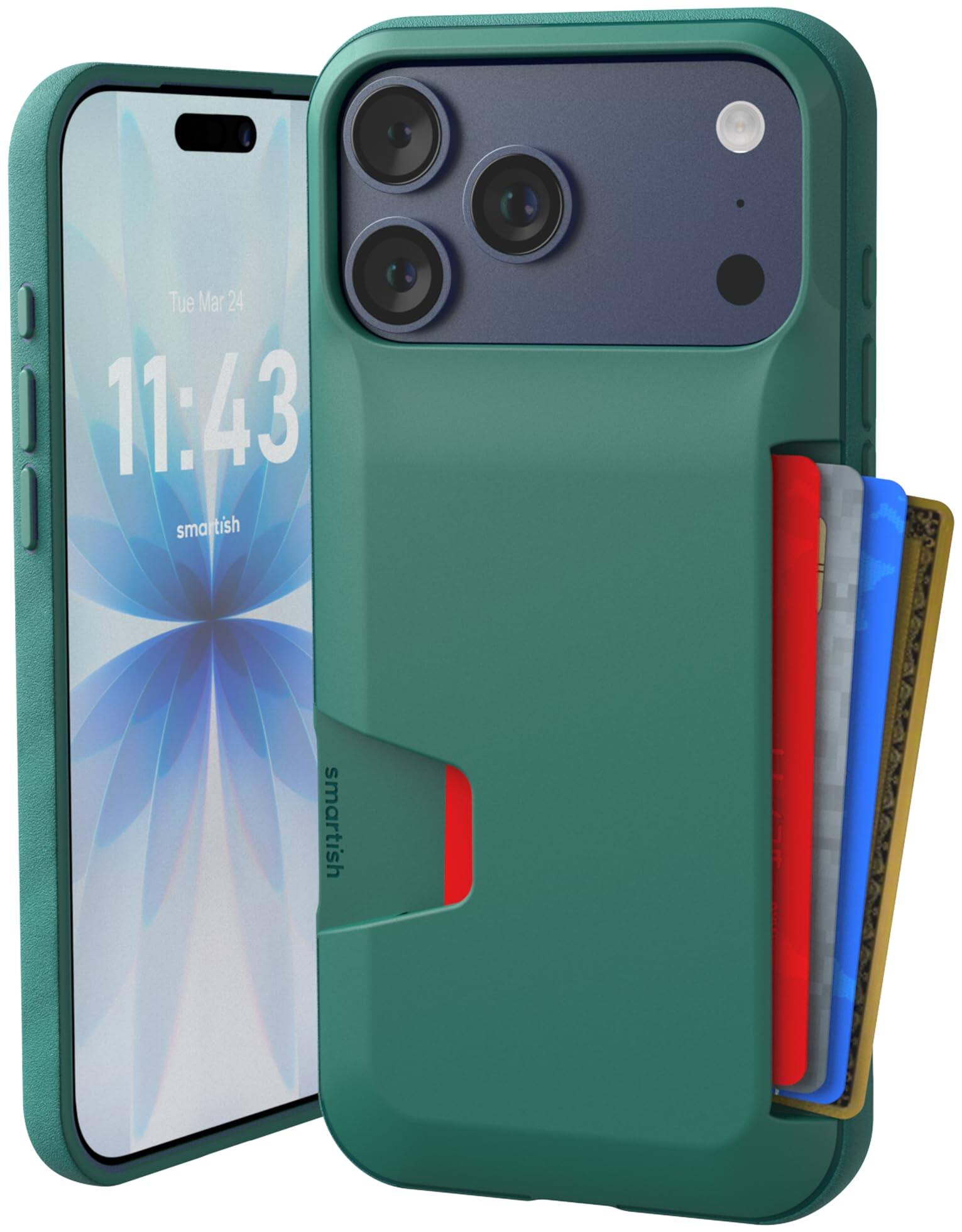 Smartish - iPhone 18 Pro Max/17 Pro Max Wallet Case - Wallet Slayer Vol 1 - Slim Grip Card Holder Cover - Green - So Jaded