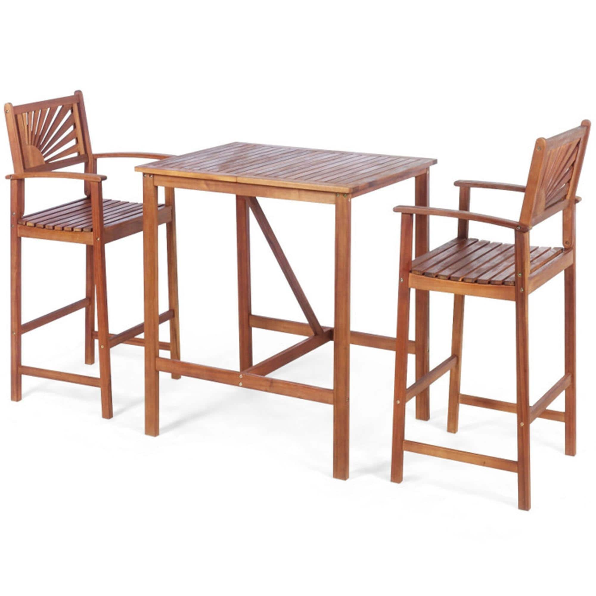 Boyel Living - Acacia 3Piece Acacia Wood Bar Set Acacia Wood Construction - Brown