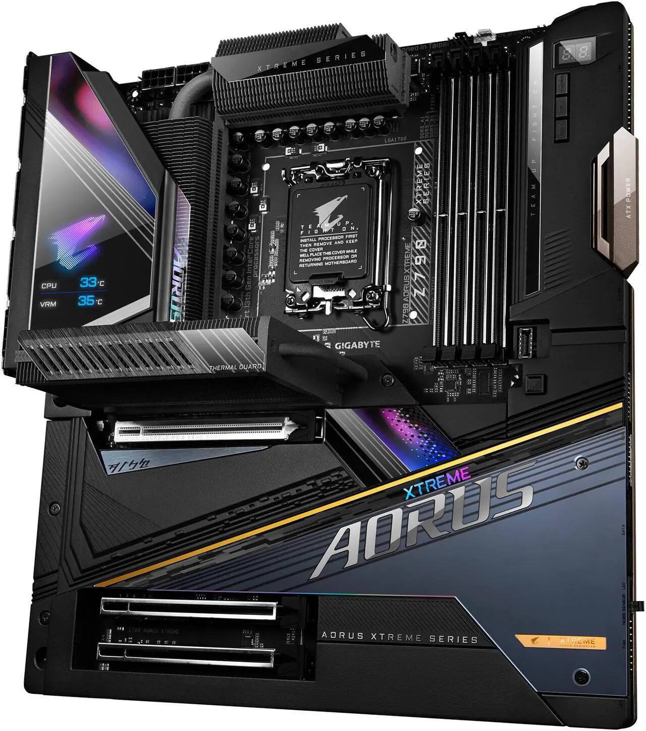 Sure, here is the corrected and grouped text from the image:

---

**SERIES XTREME**

**CPU**  
33°C

**VRM**  
35°C

**XTREME SERIES**

**AORUS XTREME SERIES**

**GIGABYTE**

**THERMAL GUARD**

**AORUS XTREME SERIES**

**AORUS**

**XTREME**

**AORUS XTREME SERIES**

**AORUS**

**XTREME**

**AORUS XTREME SERIES**

**AORUS**

**XTREME**

**AORUS XTREME SERIES**

**AORUS**

**XTREME**

**AORUS XTREME SERIES**

**AORUS**

**XTREME**

**AORUS XTREME SERIES**

**AORUS**

**XTREME**

**AORUS XTREME SERIES**

**AORUS**

**XTREME**

**AORUS XTREME SERIES**

**AORUS**

**XTREME**

**AORUS XTREME SERIES**

**AORUS**

**XTREME**

**AORUS XTREME SERIES**

**AORUS**

**XTREME**

