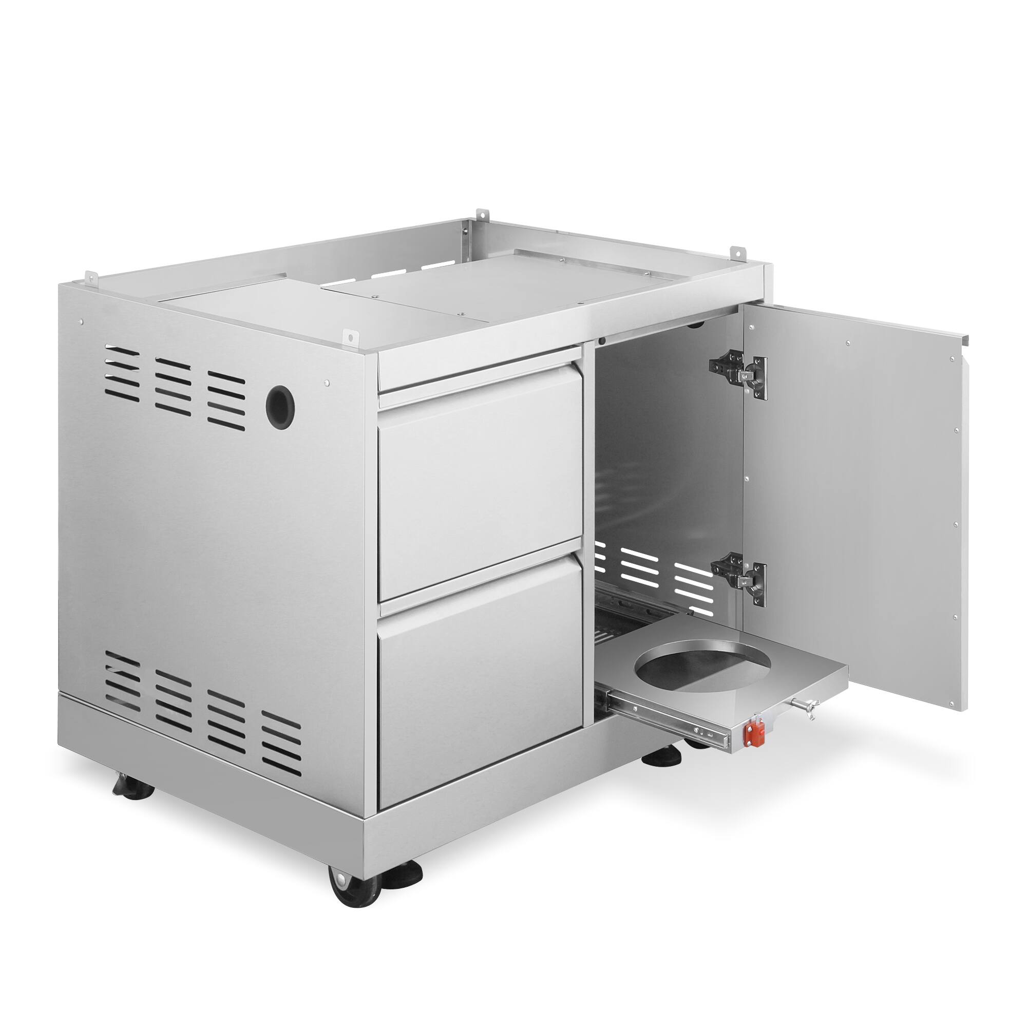 Alt View 3. COSMO - COS-GCN323SS 32 in. Newport Collection Grill Cabinet with Drawers, Tank Mount, Soft Roll Casters - Stainless Steel.