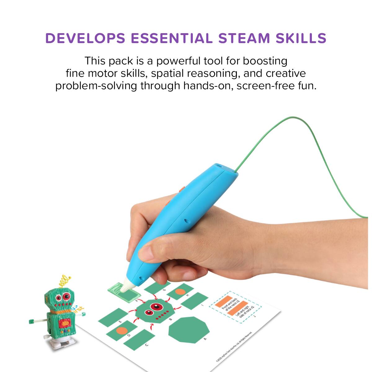 DEVELOPS ESSENTIAL STEAM SKILLS

This pack is a powerful tool for boosting fine motor skills, spatial reasoning, and creative problem-solving through hands-on, screen-free fun.