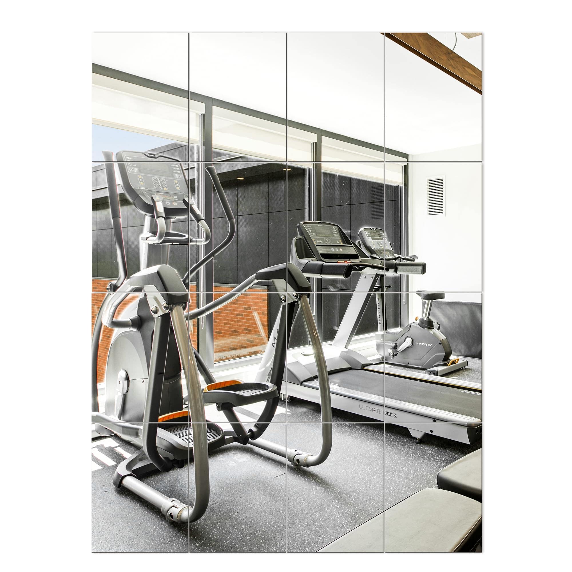 Stylel Star - Glass Full Length Wall Mirror Tiles 14'' X 12'' 4pcs Frameless Body For Bedroom Mounted Home Gym Door