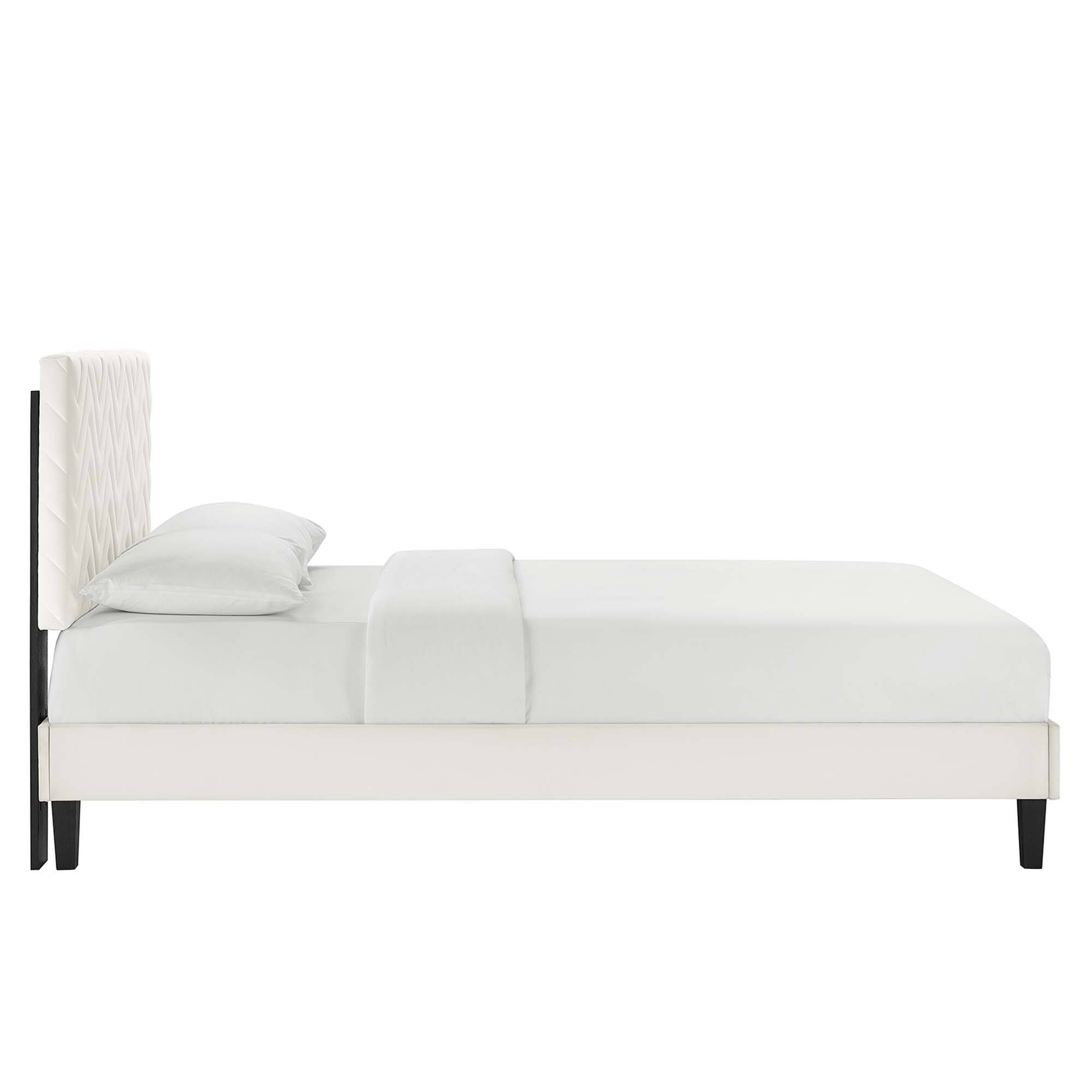 Back. Modway - Current Performance Velvet King Platform Bed - Gray.