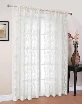 Front. Kate Aurora - Moroccan Accents by Kate Aurora 1 Piece Rod Pocket Clipped Elegant Sheer Curtain Panel - Beige - Beige.