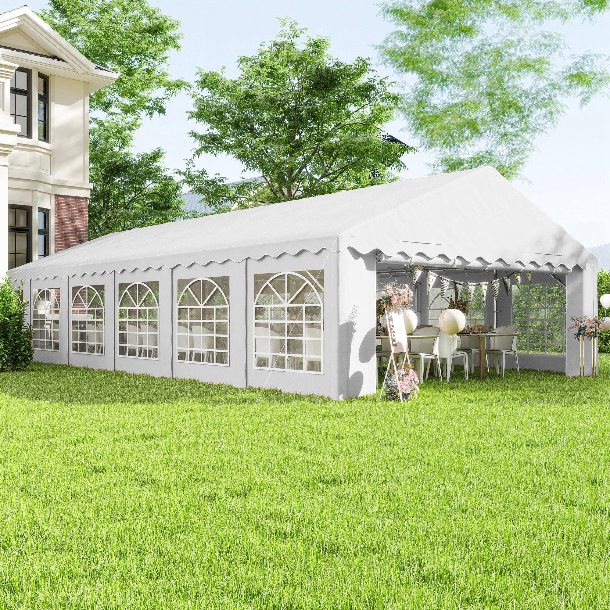 Alt View 1. Outsunny - x 40' Party Tent, Outdoor Canopy Tent with Removable Sidewalls, 12 Windows for Parties, Wedding, Events - White.