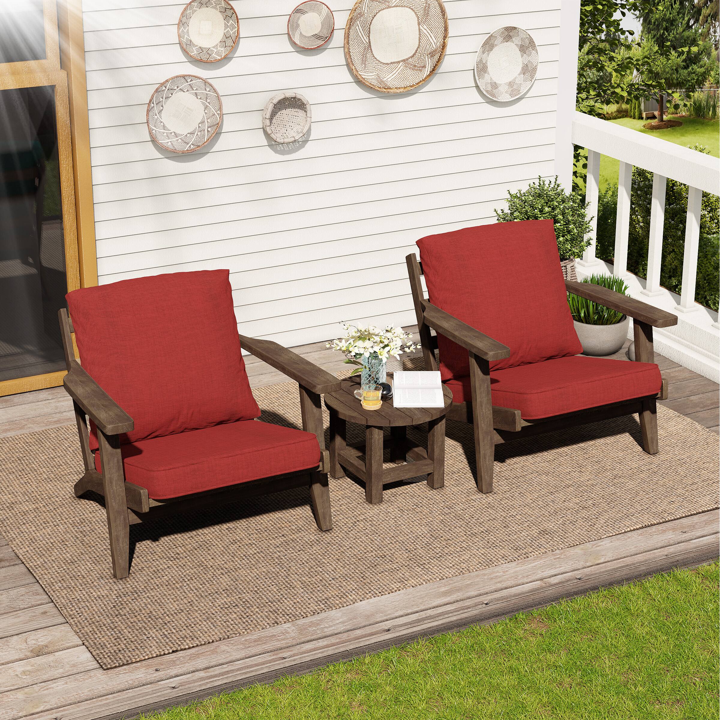 Angle. Crestlive Products - Crestlive Products 24x24 Inch Water-Repellent Deep Seat Outdoor Cushions, Fade-Resistant Replacement for Patio Furniture - Chili Red.