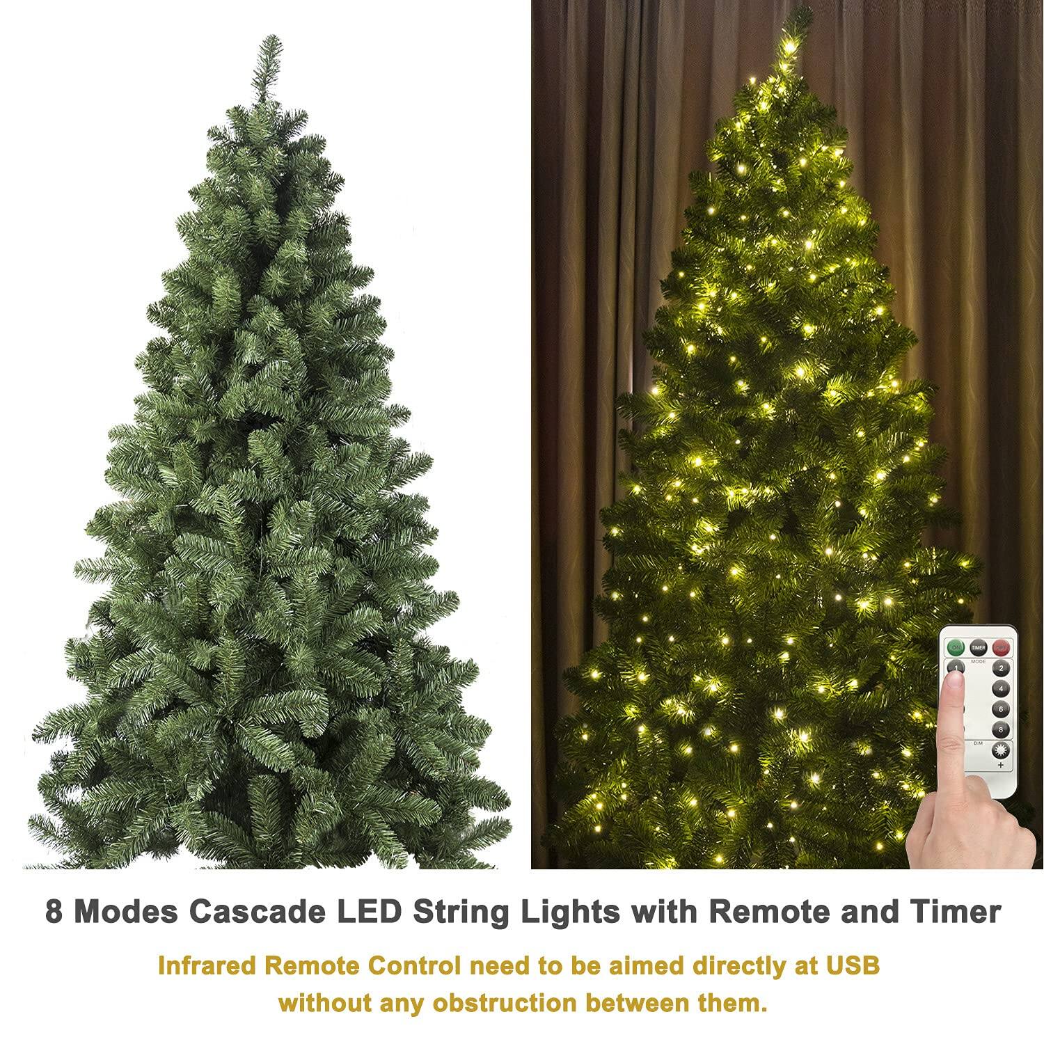 8 Modes Cascade LED String Lights with Remote and Timer

Infrared Remote Control need to be aimed directly at USB without any obstruction between them.