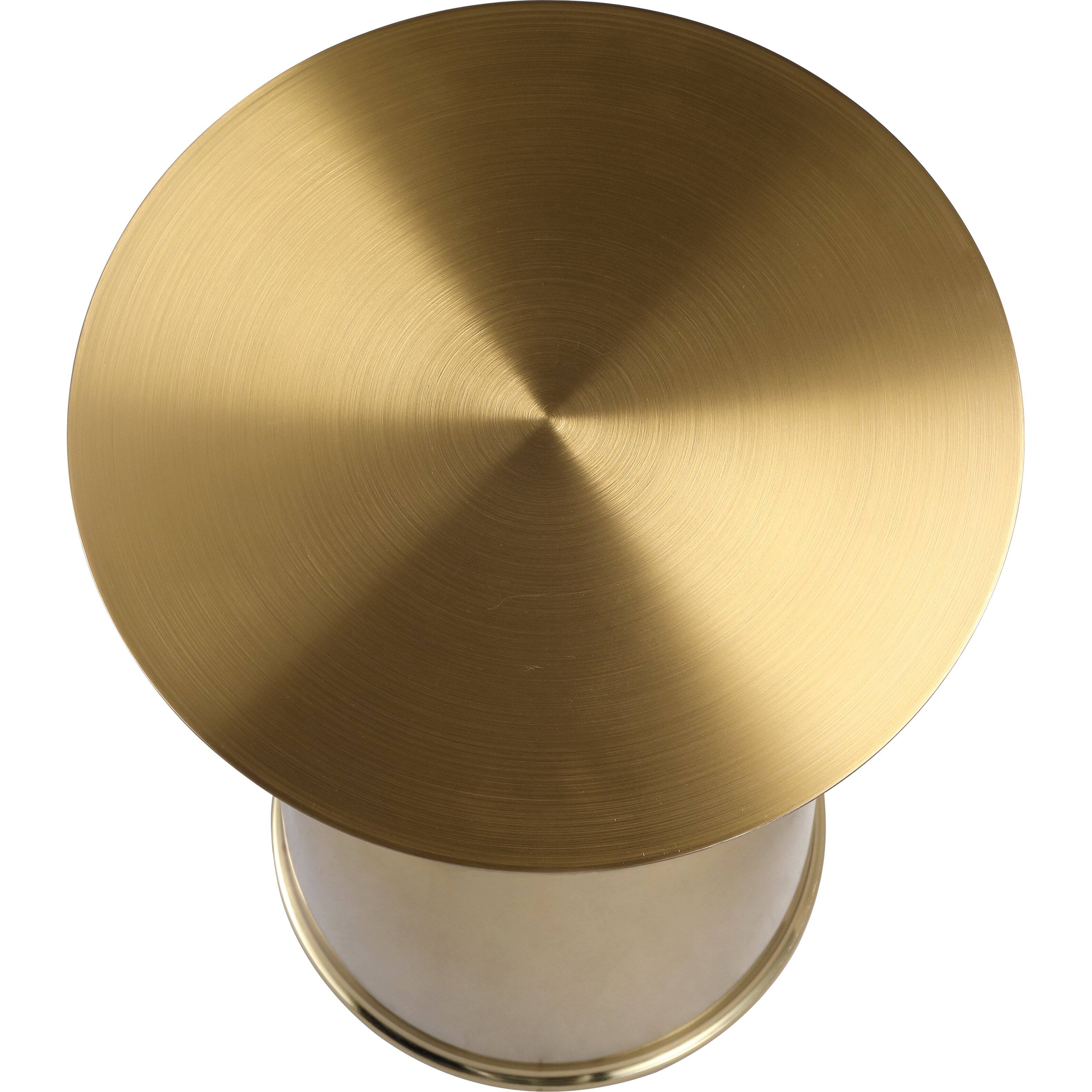 Alt View 4. LeisureMod - Modern Bell-Shaped Steel Top Accent Table with Powder Coated Finish for Living Room or Office - Gold.