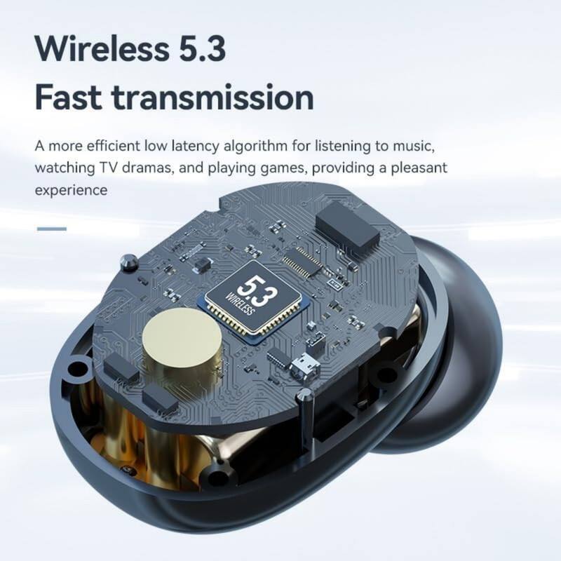 Wireless 5.3  
Fast transmission  

A more efficient low latency algorithm for listening to music, watching TV dramas, and playing games, providing a pleasant experience  

WIRELESS 5.3