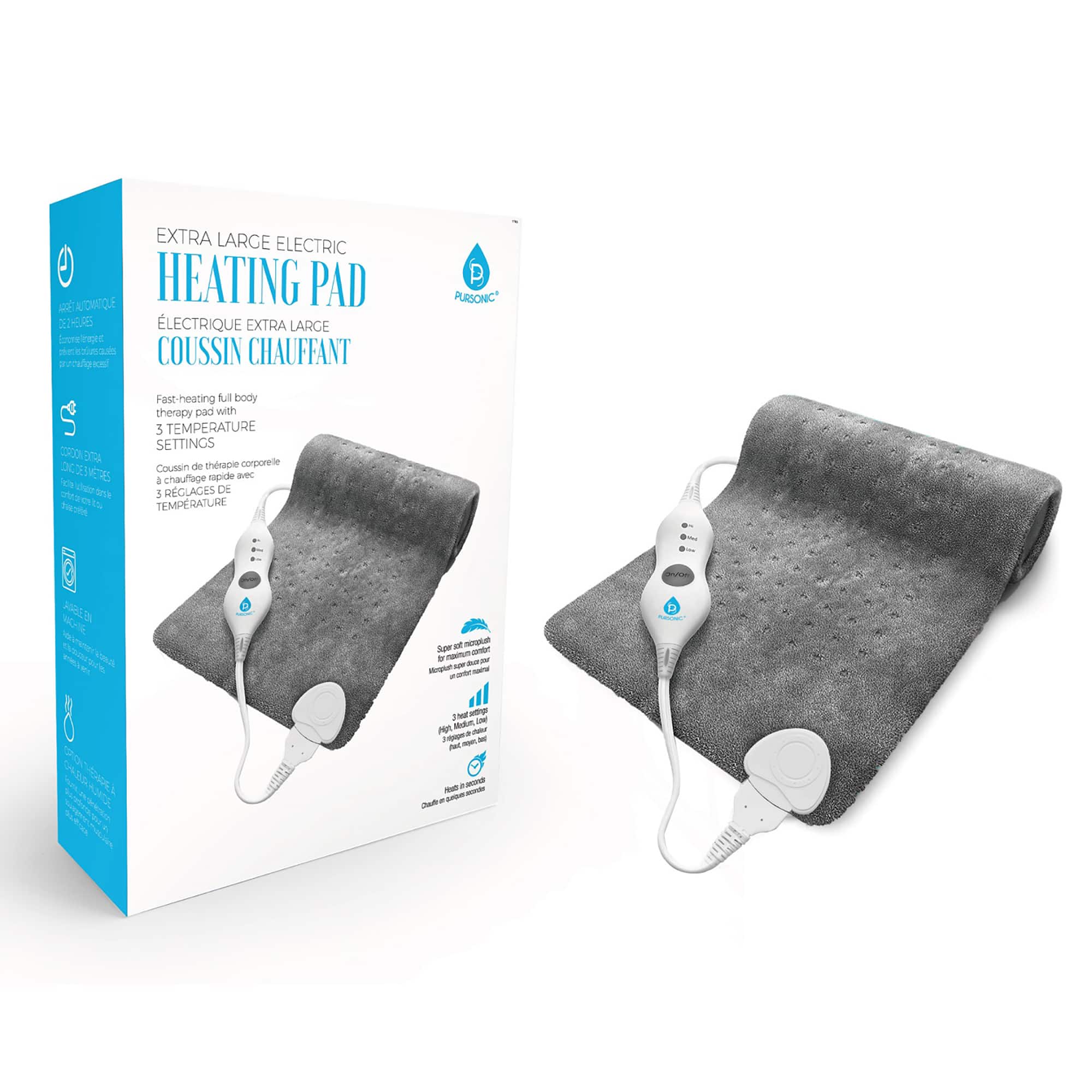 Pursonic - Electric Heating Pad - Gray