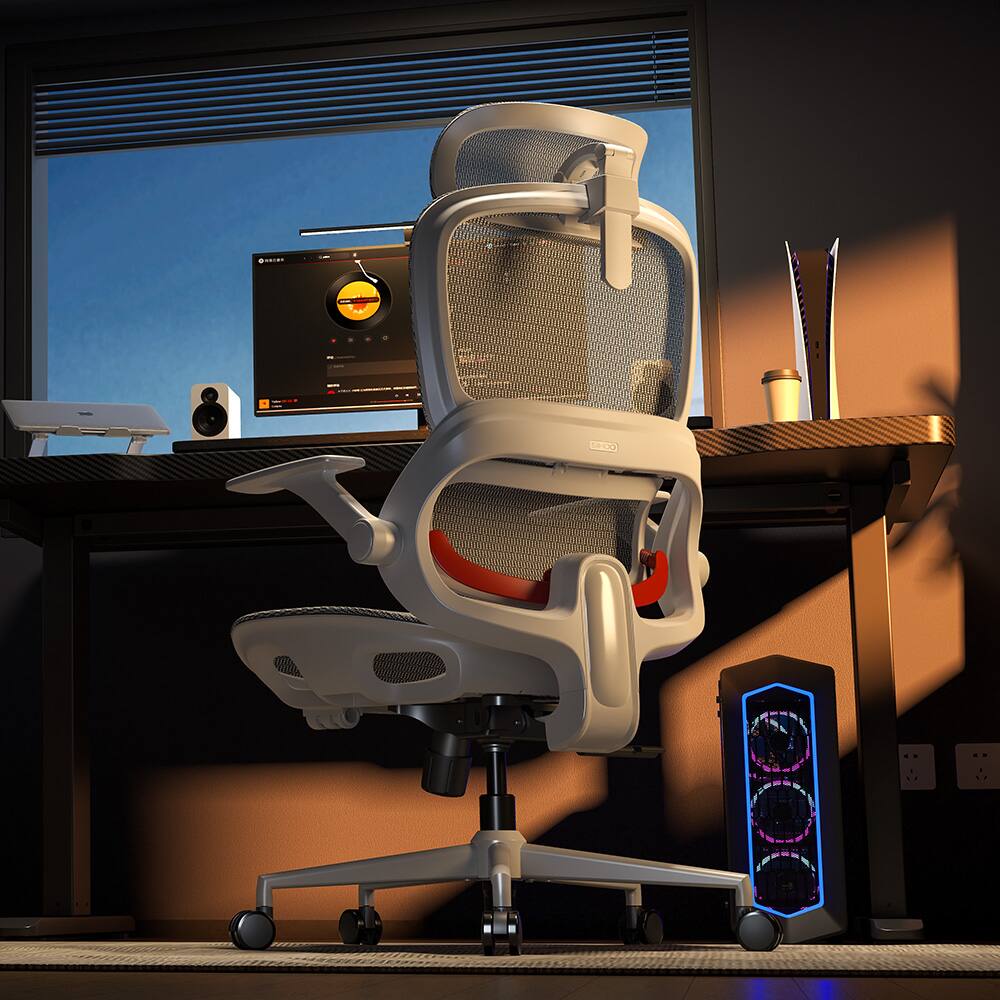 Alt View 10. SIHOO - B100 Desk Chair, Ergonomic Office Chair with Zoned Back Support, 2D Wide Headrest, High Back Executive Chair - White.