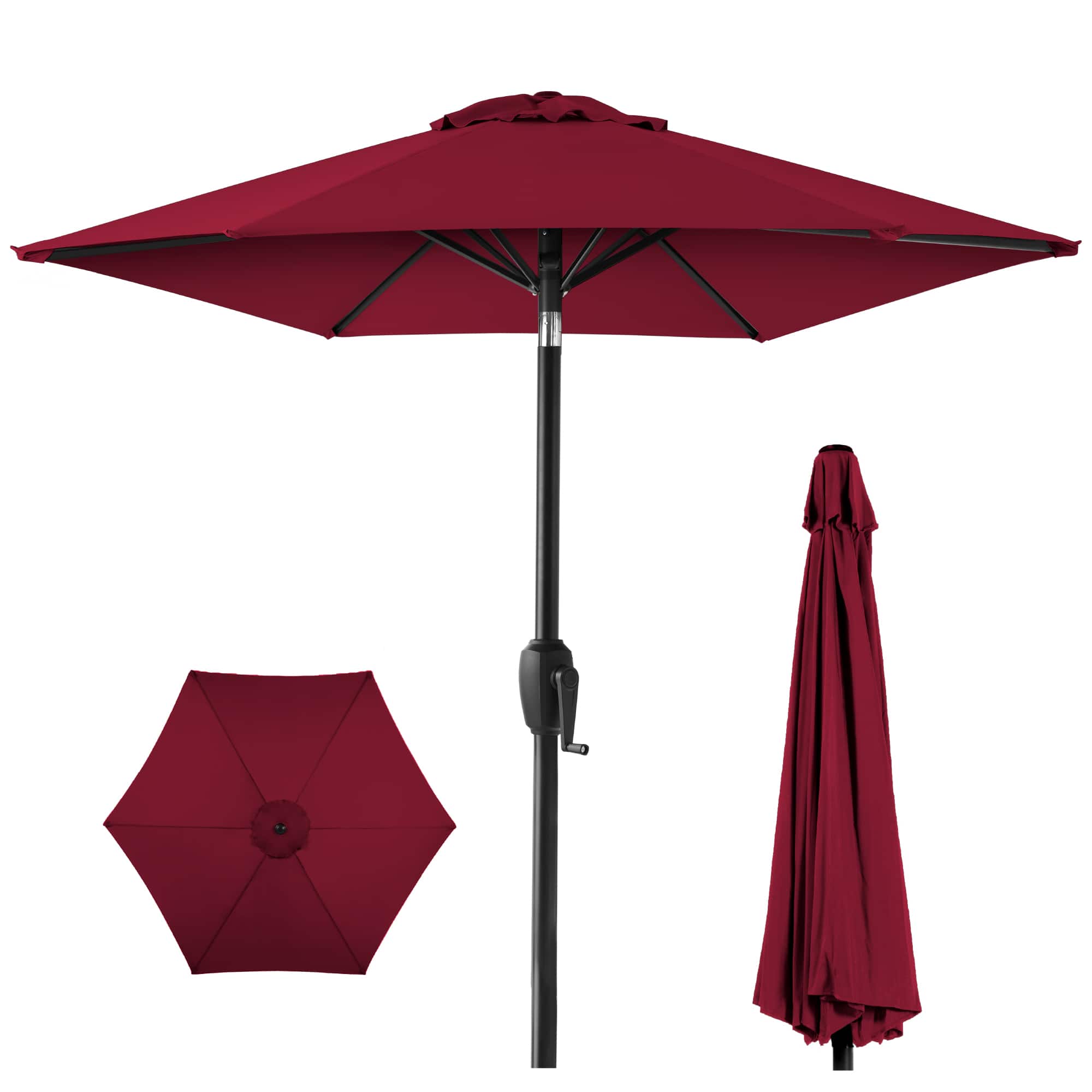 Photos - Parasol Best Choice Products - 7.5ft Heavy-Duty Outdoor Market Patio Umbrella w/ Push Button Tilt, Easy Crank - Burgundy SKY5702 