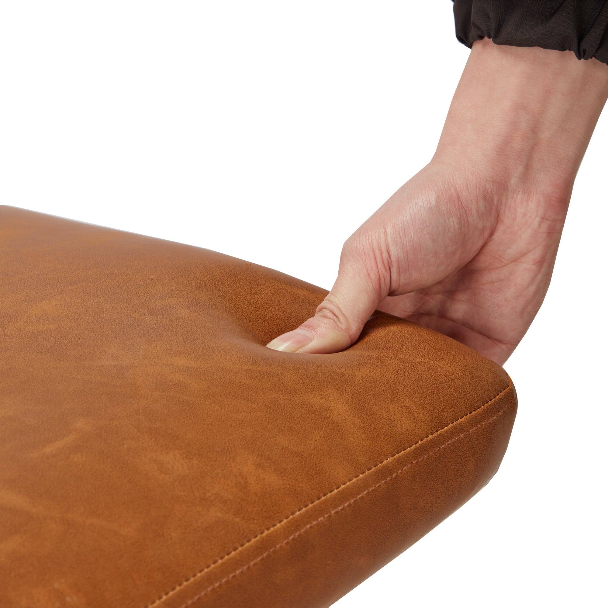 Alt View 2. Vecelo - PU Leather Office Chair - Adjustable Height Rolling Armless Chair, Basic Task Chair with No Arms - Brown.