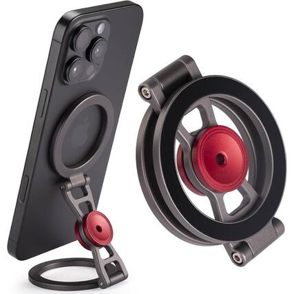 Front. PARKER SLATER - Magnetic Phone Stand with Fidget Spinner - Grey - Grey.