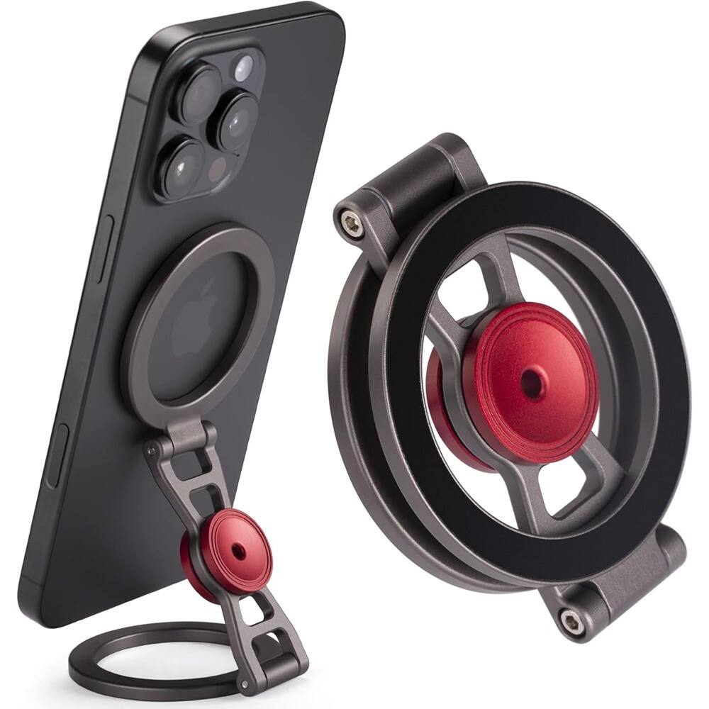 Front. PARKER SLATER - Magnetic Phone Stand with Fidget Spinner - Grey - Grey.