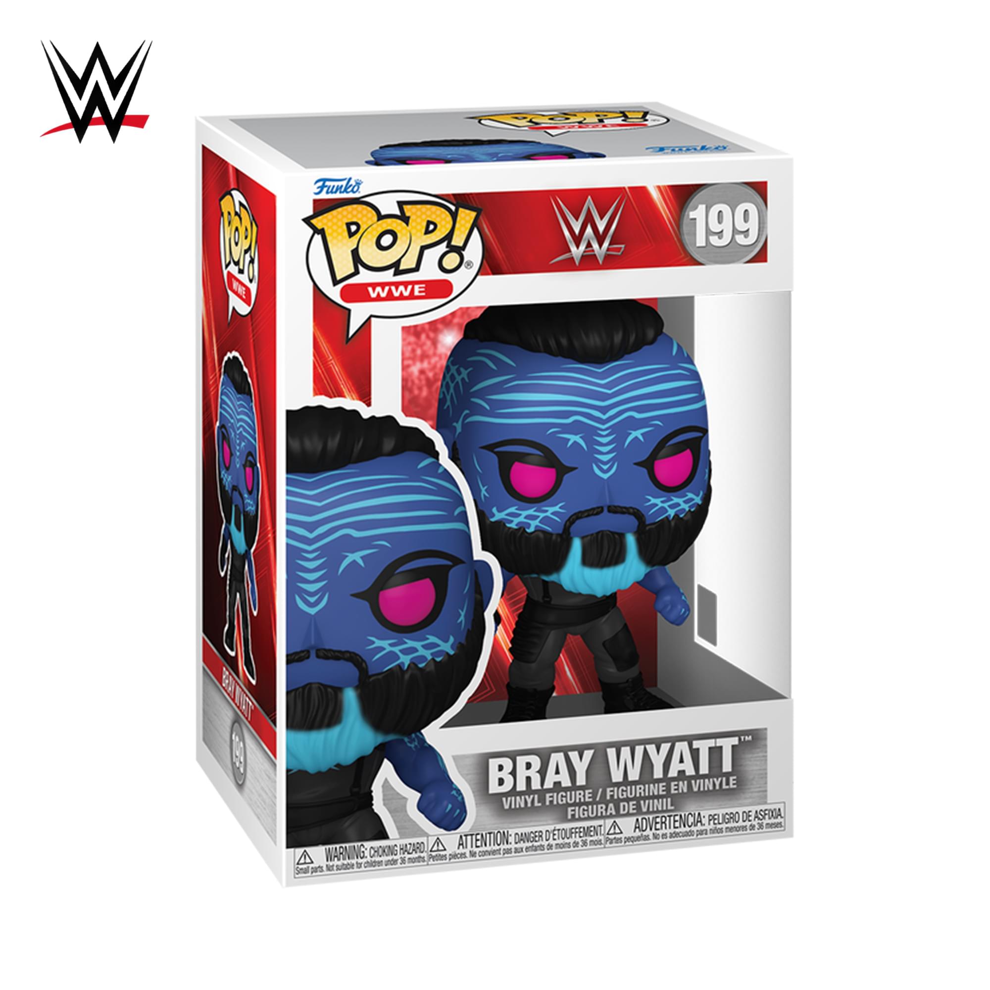 Funko Funko POP! WWE  
199  
BRAY WYATT™ VINYL FIGURE / FIGURINE EN VINYLE / FIGURA DE VINIL  
ADVERTENCIA: PELIGRO DE ASFIXIA, A menores de 35 meses  
D'TOUFFEMENT, adecuado para niños  
DANGER petit enfant.  
WARNING: CHOKING HAZARD, Small parts. Not for children under 36 months.