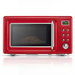 Ecooso - 700W Countertop Microwave Oven, 5 Power Levels, Auto Cook Programs, Compact Microwave - Red