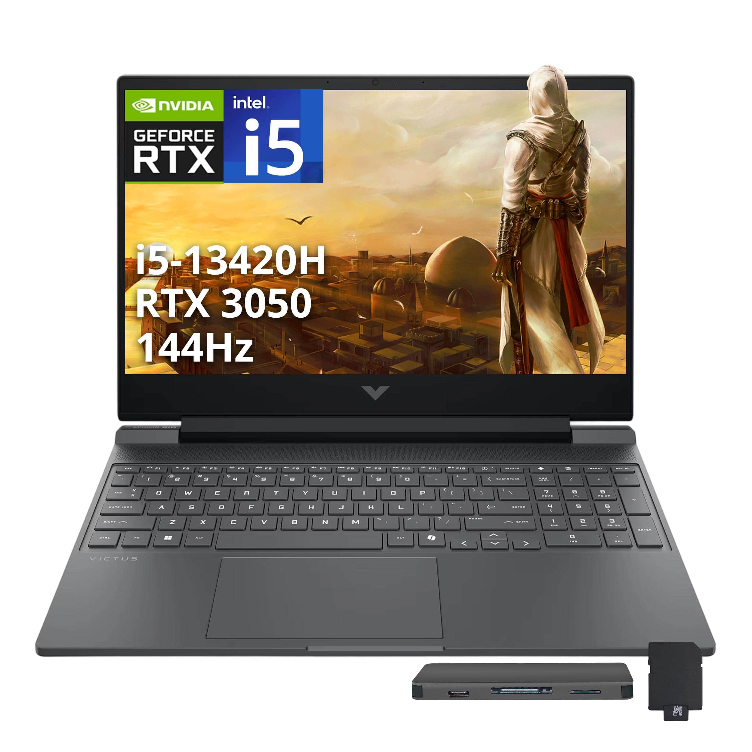 HP - Victus 15.6" 144Hz Gaming Laptop,Intel i5-13420H,16GB RAM,512GB SSD+288GB Dock Station,GeForce RTX 3050,Win 11 - Silver