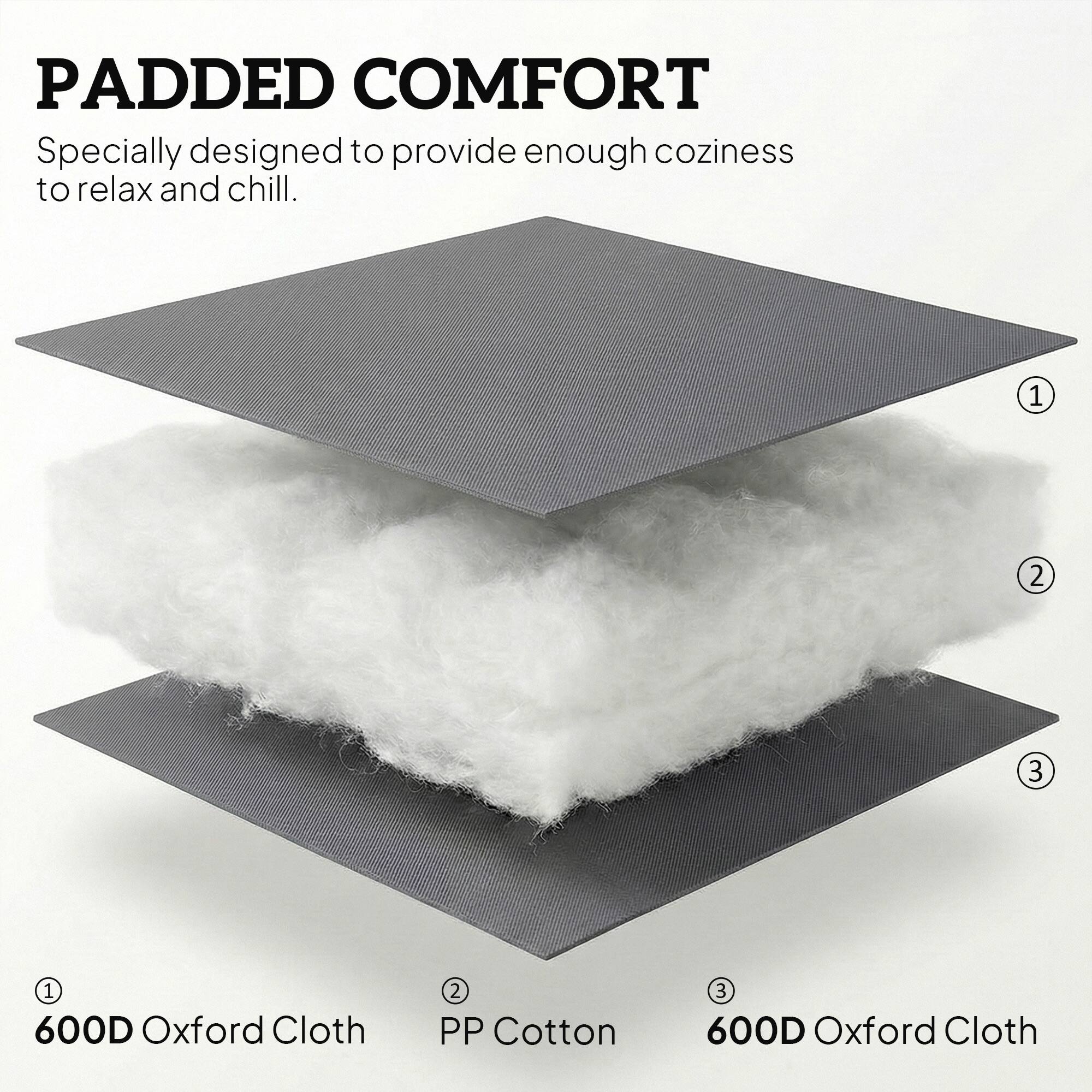 PADDED COMFORT  
Specially designed to provide enough coziness to relax and chill.

1. 600D Oxford Cloth  
2. PP Cotton  
3. 600D Oxford Cloth