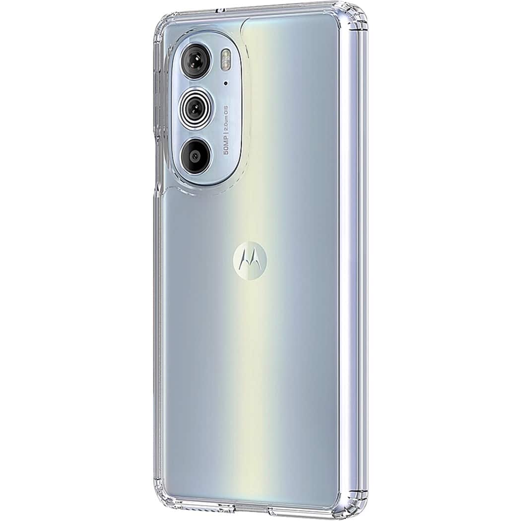 Left. SaharaCase - Hybrid-Flex Hard Shell Case for Motorola Edge+ 2022 - Clear.