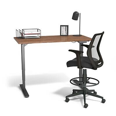 Alt View 5. Staples - Staples Essentials Fabric Drafting Chair with Backrest and Footrest, Black (UN59384) - Black.