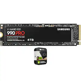 Samsung - 990 PRO PCIe 4.0 NVMe M.2 SSD 4TB with 2 Year Warranty Bundle