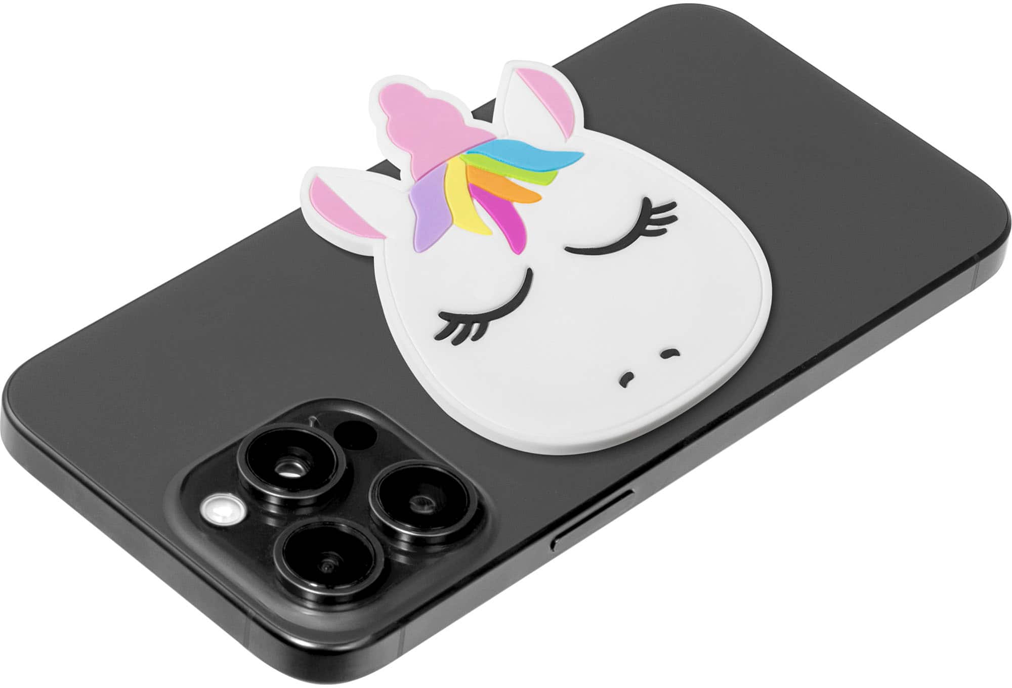 Angle. LAUT - Magmoji MagSafe Phone Badge - UNICORN - White /Pink.