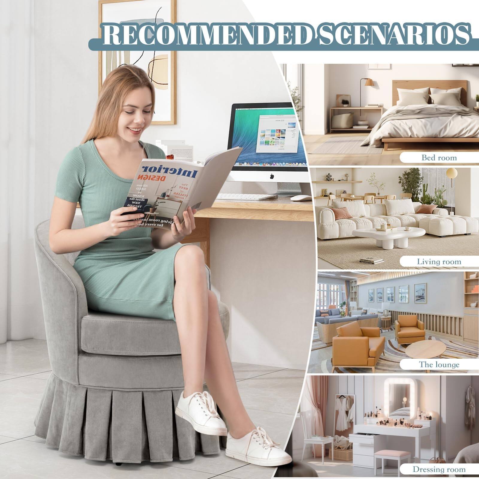 RECOMMENDED SCENARIOS

- Bedroom
- Living room
- The lounge
- Dressing room