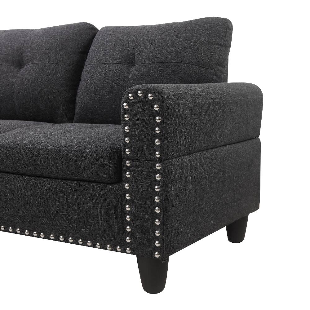 Alt View 7. Loheer - Loheer 98 Inch Left Hand Facing Sofa L-Shaped Sectional with Ottoman - Gray.
