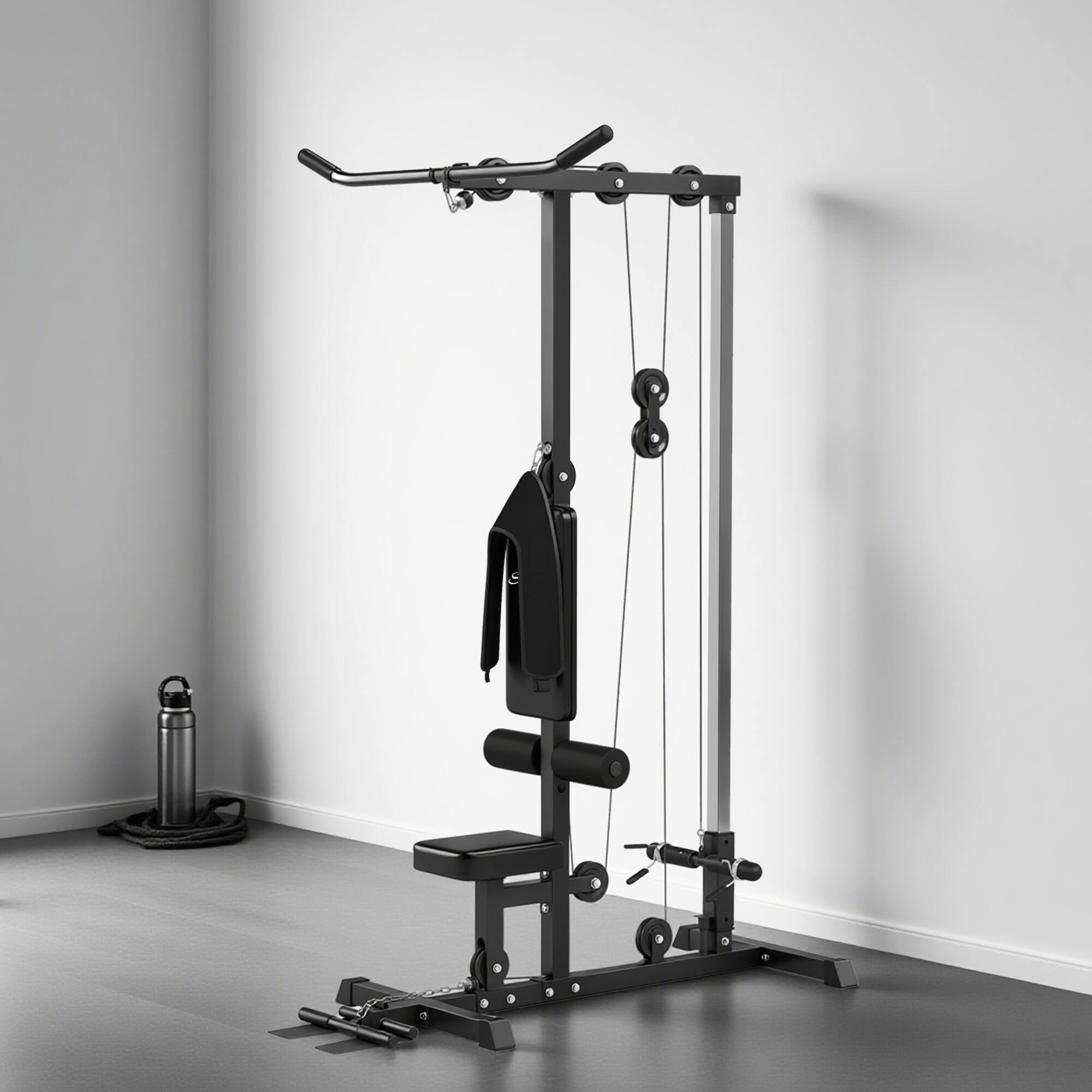 Alt View 7. Soozier - Cable Machine, LAT Machine with High and Low Pulley Stations, Cable Row Machine - Black.