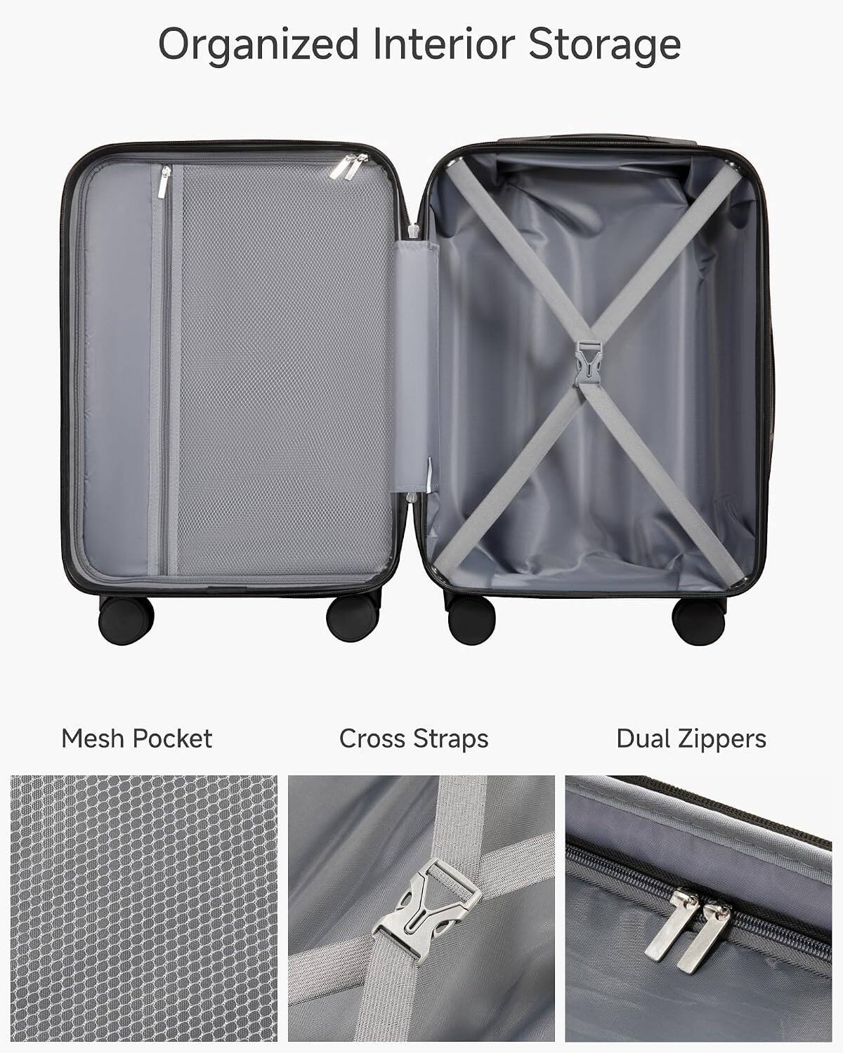 Organized Interior Storage

Mesh Pocket

Cross Straps

Dual Zippers