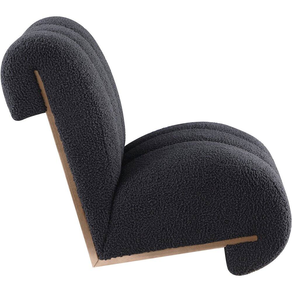 Alt View 2. Meridian Furniture - Swoon Black Faux Sheepskin Accent Chair - Black.